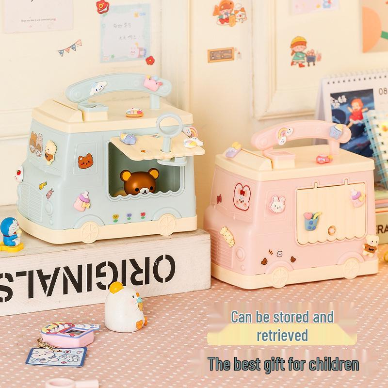 2025 Cute Piggy Bank for Girls - Secure Password Coin Savings Box in Fun Car Design