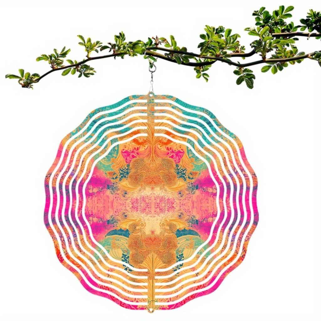 360 Degree Rotating 10 Inch Metal Wind Spinner Elegant Garden Art for Patio Balcony Decor Year Round Outdoor Hanging