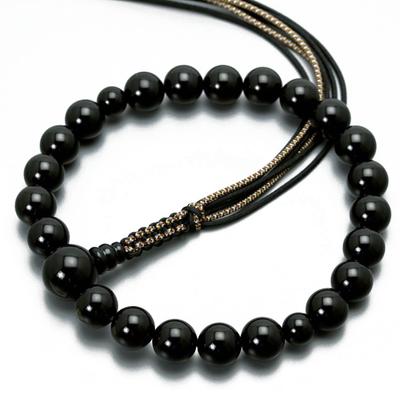 Men's Buddhist Prayer Beads, 22 Black Onyx Beads with 6 Silk Braids, Suitable for All Sects, Ideal for Informal Funerals, Buddhist Altars, and
