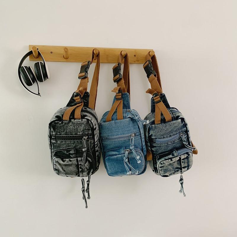 Fashionable Solid Denim Unisex Chest Bag Hot Selling Sweet Simple Crossbody Bag New Retro High-quality Women's Chest Bag