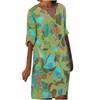 Women Half Sleeve V-Neck Casual Hot Vacation Printed Short   Dress