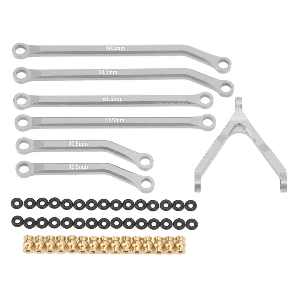 124 RC Tie Rod Kit CNC Aluminum Alloy High Clearance Pull Rod Linkage Arm End Connector Silver