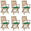 Garden Chairs - EXCLUSIVE HOUSE - Set of 6 - Acacia Wood - Cushions Included - Folding
