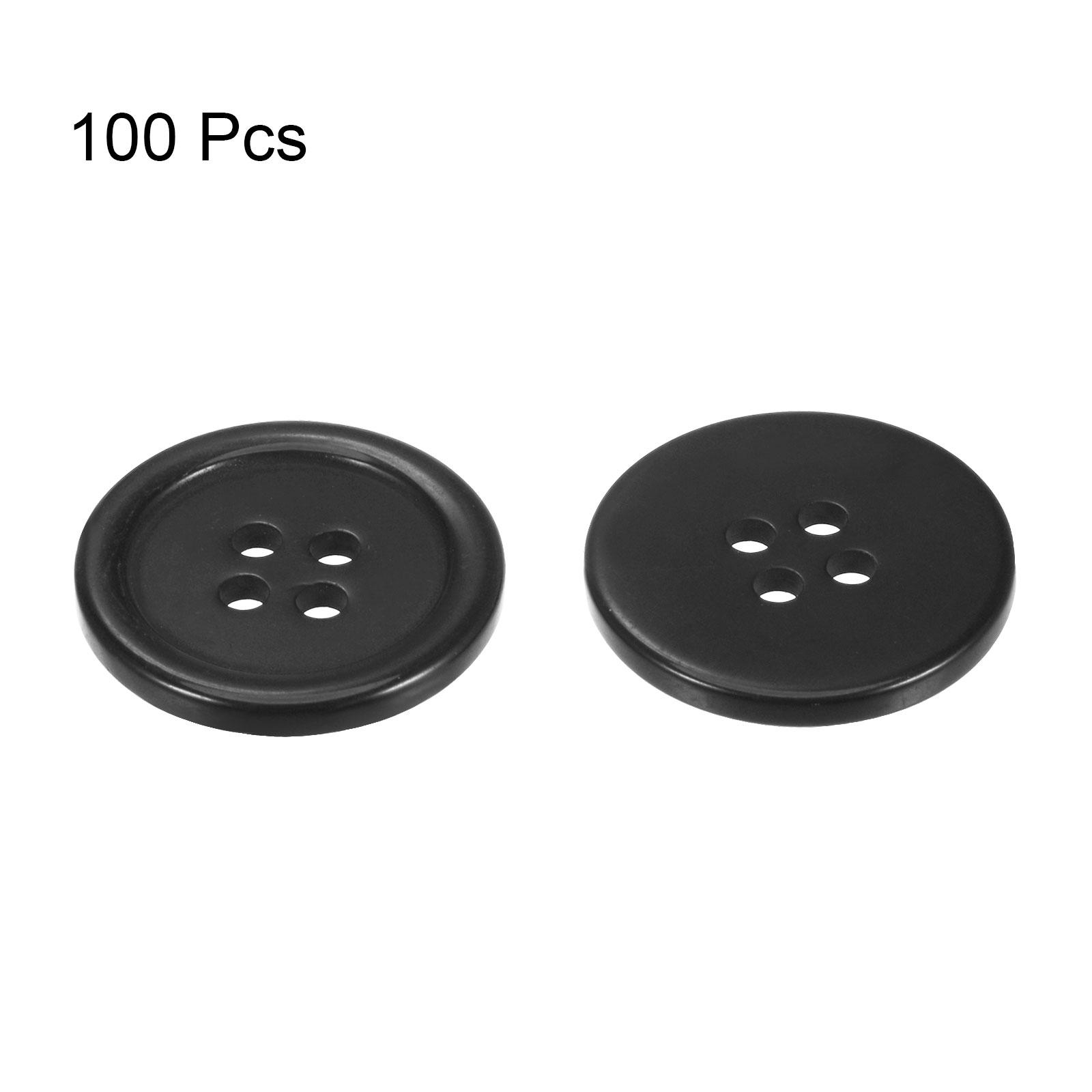 

100pcs 32L Sewing Buttons 3/4 (20mm) Resin Round Flat 4-Hole Craft Buttons for Sewing Clothing and DIY, Black чёрный