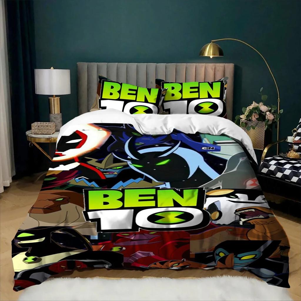 Bedding Set Ben 10 Cartoon 2/3 Pcs 3D Print Duvet Cover Pillowcases Twin Full Queen King Size For Boys Kids Bedroom Decor Gift