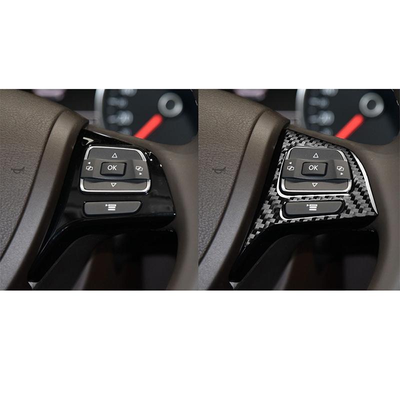 För VW Touareg 2011-2018 Mjuk Kolfiber Rattknapp Dekal Trim Bilinteriör Tillbehör Bilinteriör