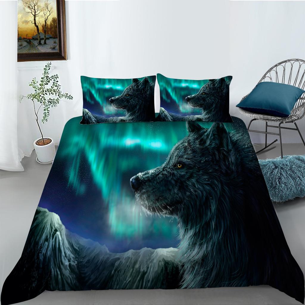 Wolf Series Independent Website Polyester Quilt Cover Pillowcase Two Or Three Piece Set Digital Printing