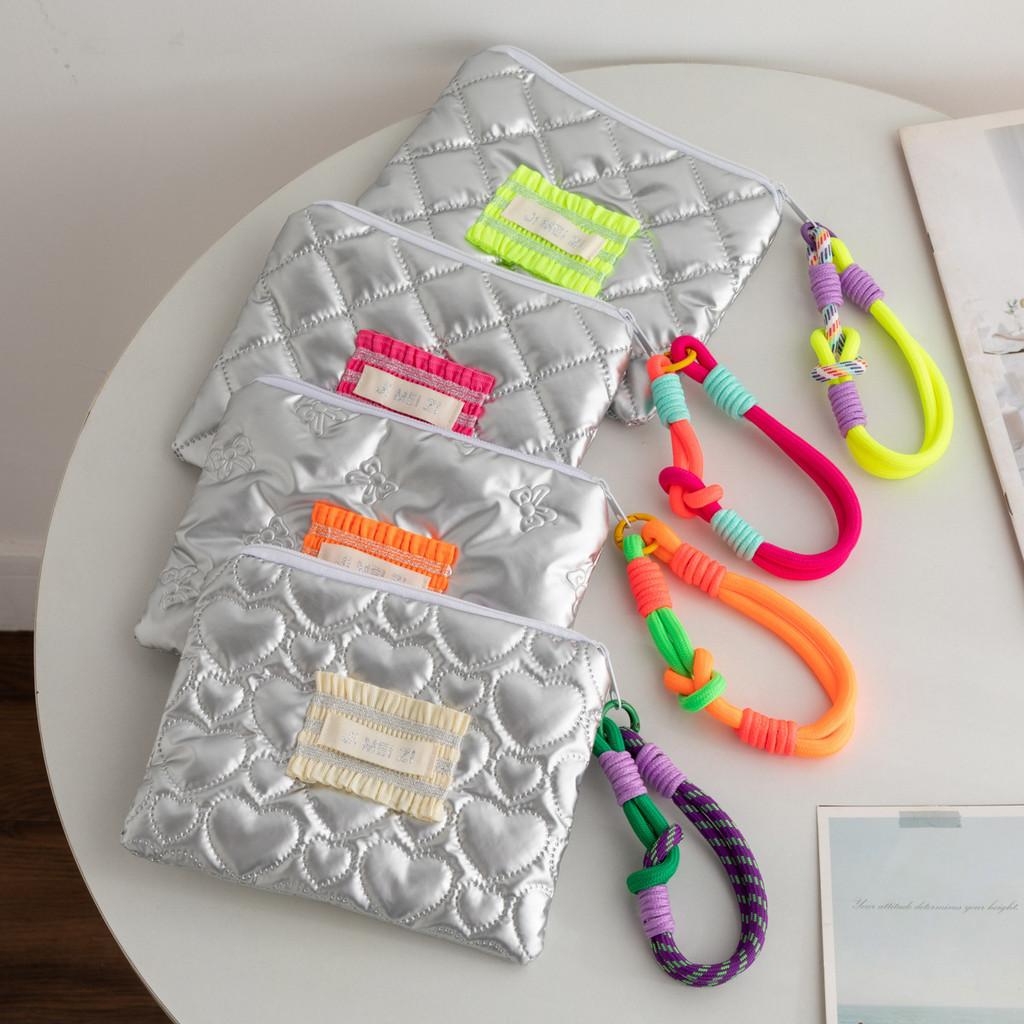 Colorful Stripe Polyester Waterproof Makeup Bag With Zipper Closure For Daily Use