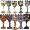 Gothic Goblet 3D Viking Stainless Steel Resin Skull Wine Goblet Terrifying Eyes Whiskey Cup Wine Glass for Halloween