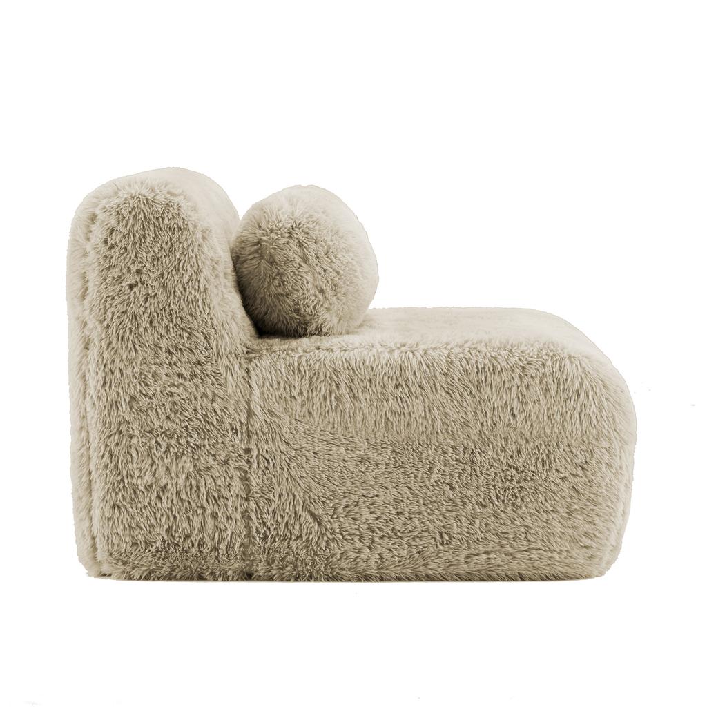 Aviana Armless Sofa W/Pillow Plush Fabric-Light Khaki