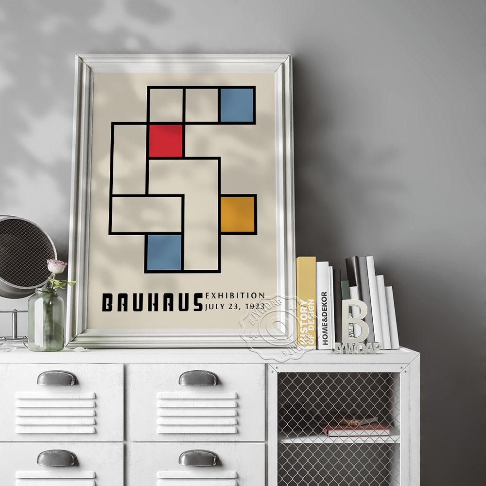 

Bauhaus Exhibition Museum Art Poster, Minimalist Tetragonum Overlap Art Prints, Geometric Printable Wall Art Home Bedroom Decor No Frame 21*30cm No Frame