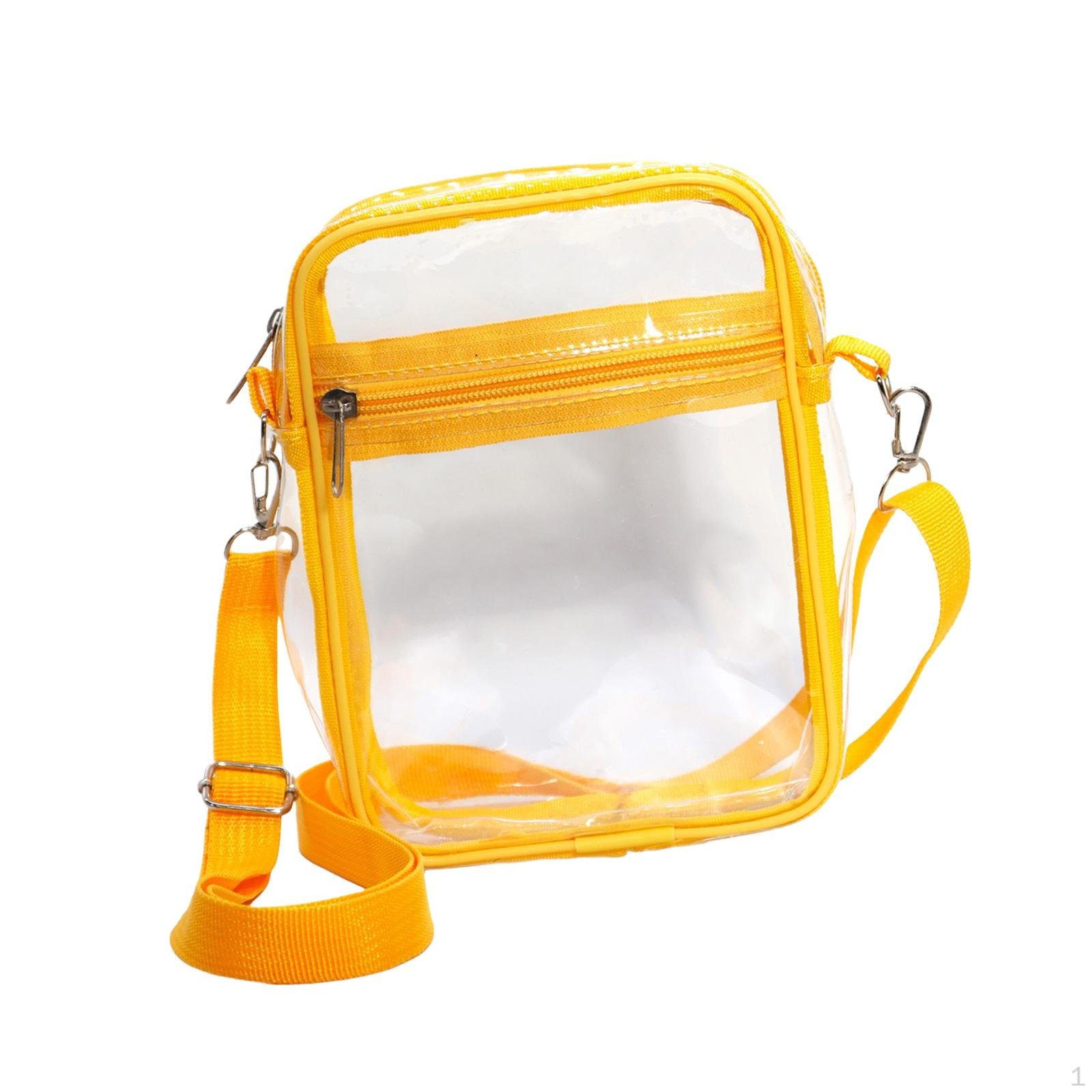 Clear Bag Crossbody PVC Large Capacity Adjustable Strap Tote Purse Transparent yellow large