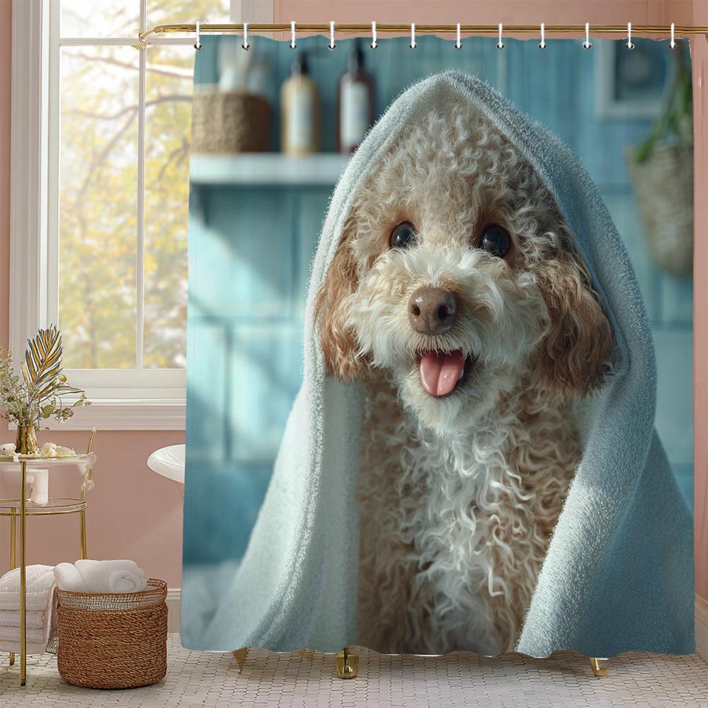 French Bulldog Funny Dog Shower Curtain, Bathroom Decorative Shower Curtain, Home Printed Shower Curtain With Hooks