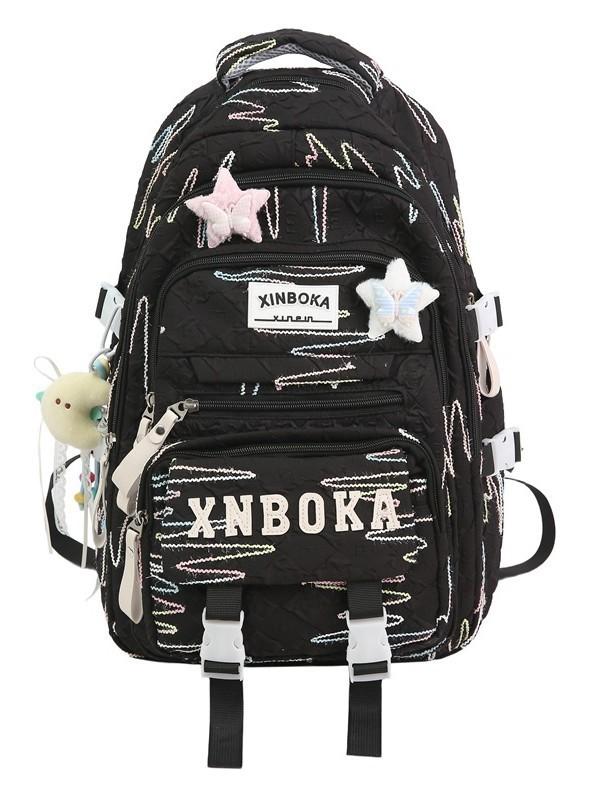 Mochila Estilo Niña Con Múltiples Compartimentos Y Material De Nailon Para El Aprendizaje Escolar