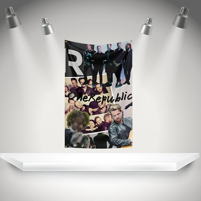 O-OneRepublic Flag Rock Music Band Banner HD Printing Tapestry Exhibition Music Band Fans Garage Decor