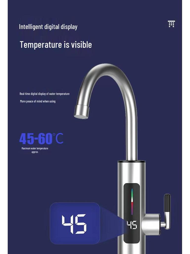 Rubinetto Istantaneo Intelligente per Acqua Calda: Schermo Grande Acciaio Inossidabile, Frequenza Variabile, Temperatura Costante per Cucina