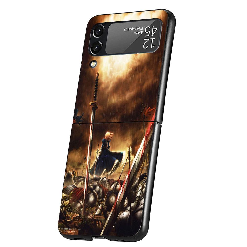 Fate Zero Stay Night Saber Cover Phone Case For Samsung Galaxy Z Flip 7 6 5 4 3 5G Flip7 Flip6 Flip5 Flip4 Flip3 Black Fundas Sh