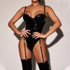 Sexual Lingerie Woman Sexy Patent Leather Sexy Lingerie Sexy Soft Leather Suspender Bustier Bodysuit Set For Love And Lingerie