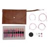 Set de 13 perechi de andrele circulare interschimbabile, 10,5 cm lungime, 3,0 - 10,0 mm, andrele de tricotat din lemn și 4 cabluri pentru șosete, căciuli
