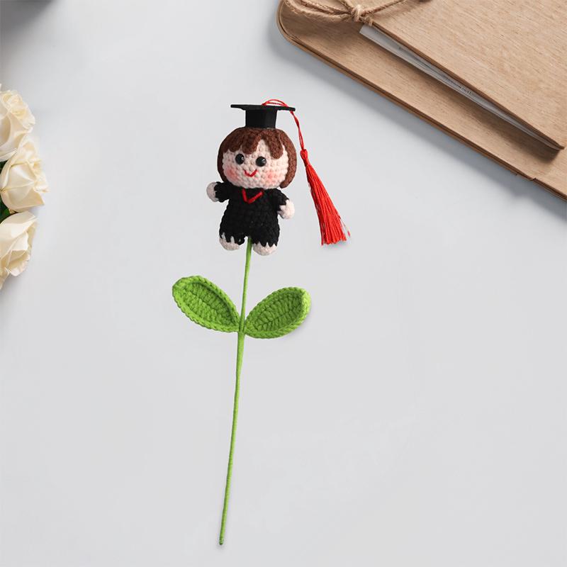 Graduation Season Creative Doctor's Hat Crocheted Cartoon Doll Photography Props Handmade DIY Gift