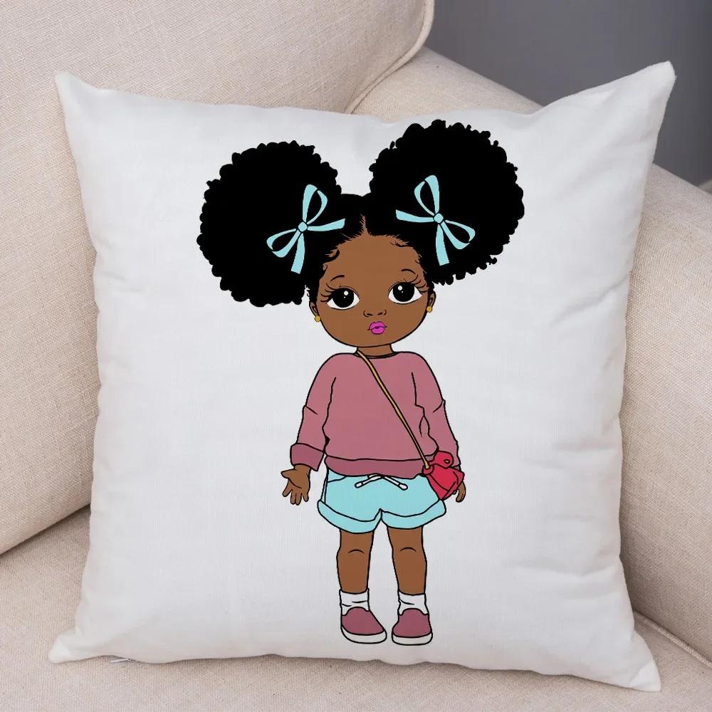 Cute Cartoon Girl Pillowcase Sofa Cushion Cover Home Children's Room Decoration