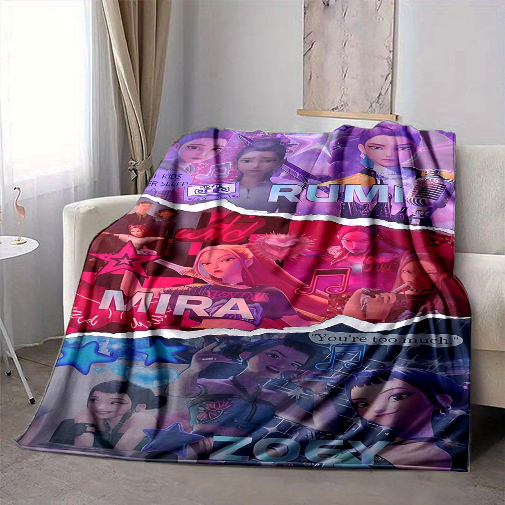 1pc Huntrix, K POP Soft Comfortable Blanket Digital Print, All Season Multipurpose Knit Fabric Bedding, Office, Sofa Home Decor Blanket