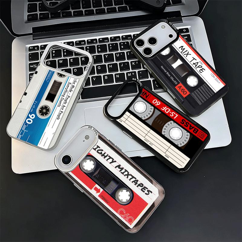 Vintage 90S Cassette Tape Pattern Soft Phone Case for iPhone 15 16 17 Pro Max 17Air 16E 14 Plus 13 12 Mini Shockproof Cover Back