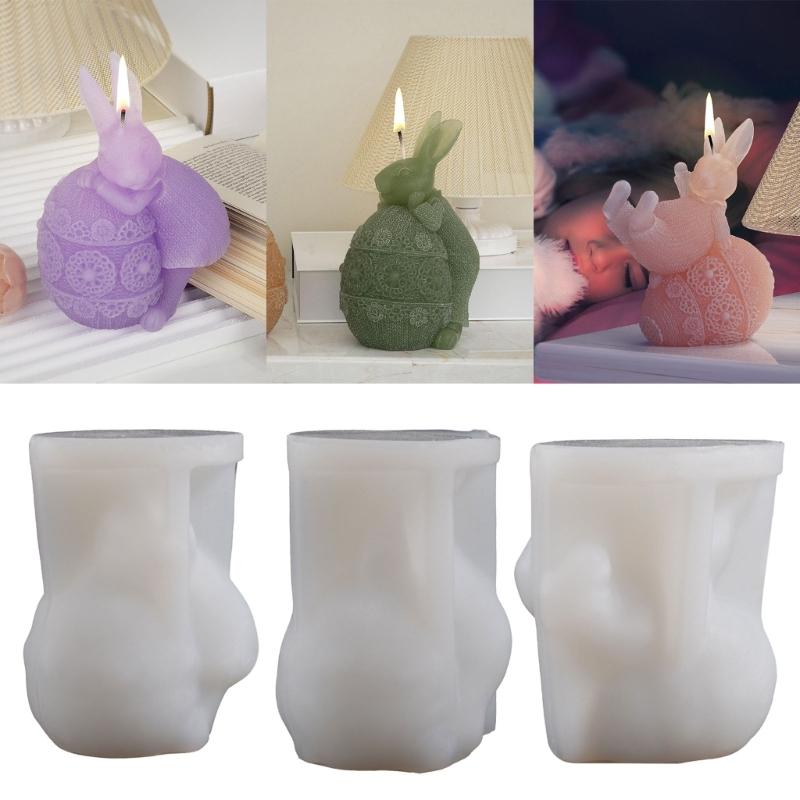 Candle Mold Aromatherapy Candle Mold 3D Bouncing Rabbit Plaster Epoxy Mold for DIY Crafts Soap Present Candle Making