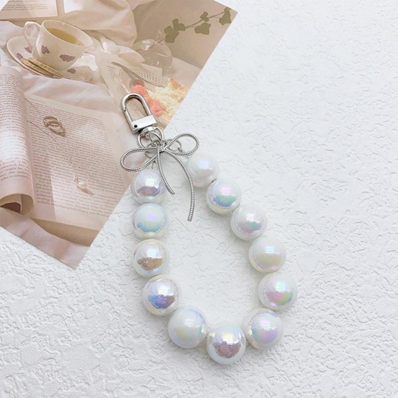 Handmade UV Beaded Keychain with Bowknot Phone Charm Keyring Bag Pendant Perfect for Phones and Handbag Purses Wallet