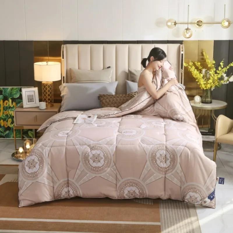 2025 cotton printed silk quilt mulberry silk spring and autumn quilt thickened winter quilt universal in all seasons