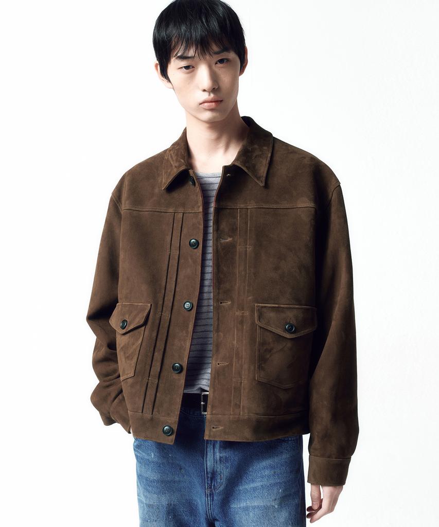 Insilence Goat Suede Jean Jacket Dark Brown