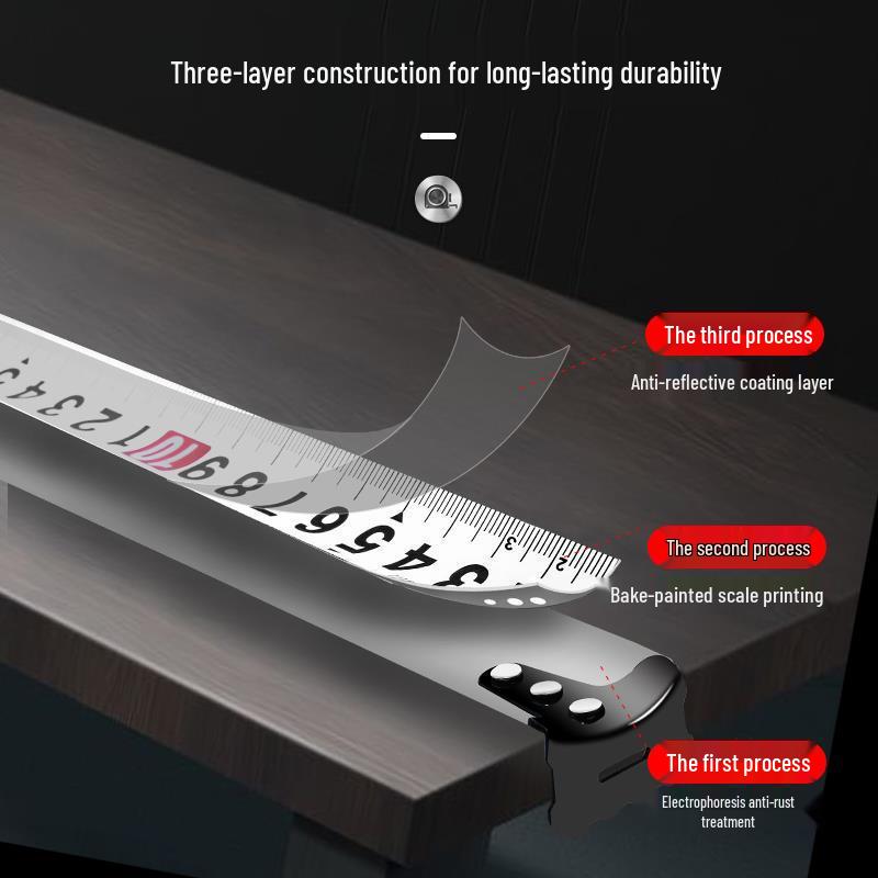 Durable Auto-Locking Steel Tape Measure, 5m/3ft, Waterproof & Wear-Resistant, Cut-Resistant Ruler with Thickened Casing.