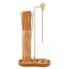 Räucherstäbchenhalter aus Holz, Räuchergefäß mit Glas-Aschefänger, Halter für Räucherstäbchen für Yoga, Meditation, Heimdekoration