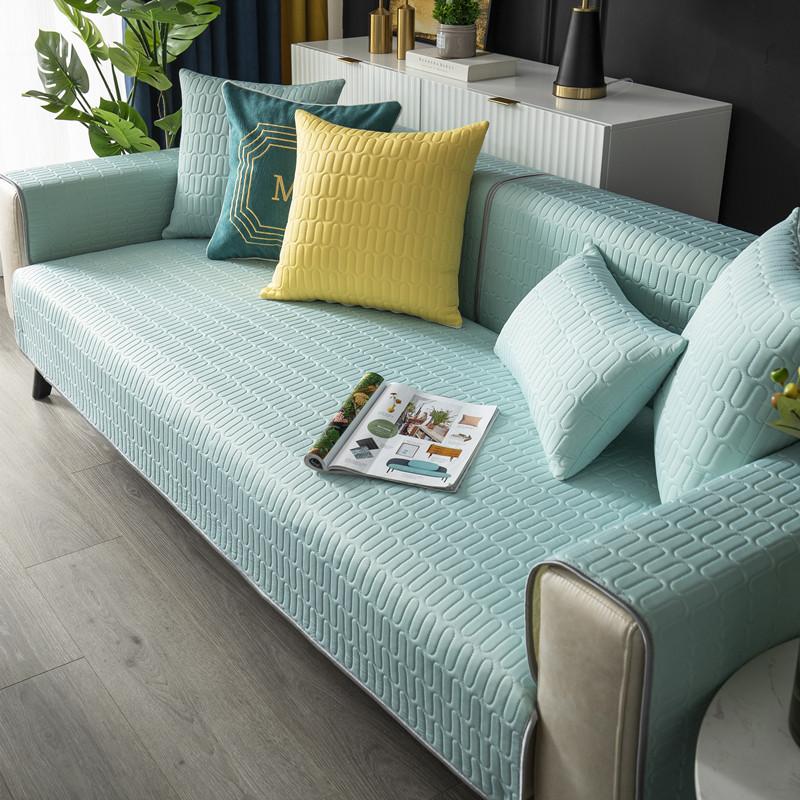 Solid Color Non-Slip Ice Silk Latex Sofa Cover Seat Cushion Living Room Couch Cover Armrest Towel L-shaped Corner Sofa Cover