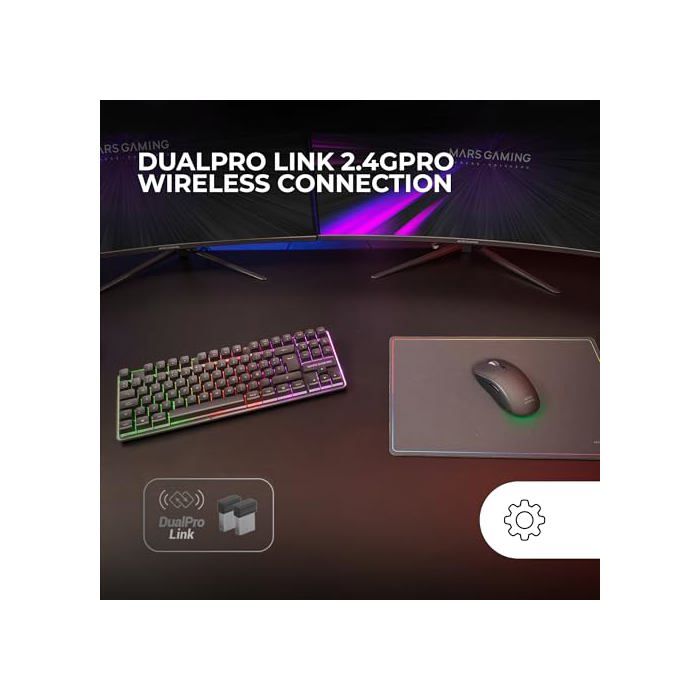 Wireless Gaming Combo - Mars Gaming - MCPWTKL - TKL FRGB Keyboard - 3200 DPI RGB Mouse - 360x260 Mm Mousepad
