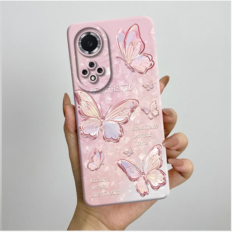 For Huawei Nova 9 Case Aesthetic Butterfly Flowers Soft Silicone Shockproof Phone Cover For Honor 50 Camera Protective Casing