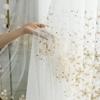 1pc Glam Embroidered Floral Grommet Top Curtain, Semi-Sheer Polyester Window Screen for Bedroom