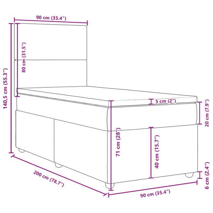 VidaXL Sommier à lattes de lit avec matelas Gris foncé 90x200 cm Tissu 3291164