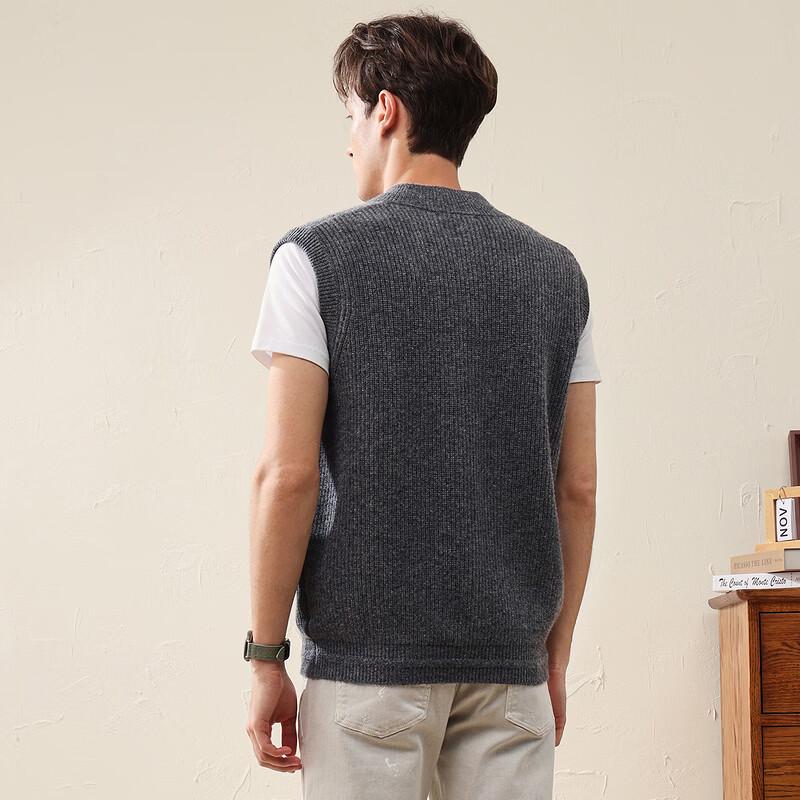 Men's 100% Wool Mock Neck Sleeveless Knit Vest