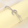 Fashion Double Layer Star Moon Cuff Bracelet For Women Simple Silver Color Crystal Hollow Geometric Bracelet Jewelry Gifts