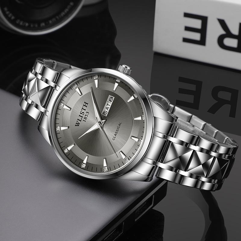 Men's Waterproof Business Casual Quartz Watch with Luminous Calendar & Skeleton Back
