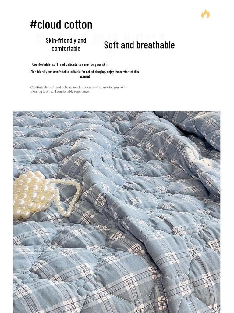 Cloud Cotton Skin-Friendly Thickened Fitted Sheet: Solid Color, Pure Cotton, Non-Slip, Machine Washable.