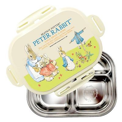 Peter Rabbit matlåda med låsbar tallrik, elfenben 3314, lock + tallrik, populära koreanska föräldraartiklar