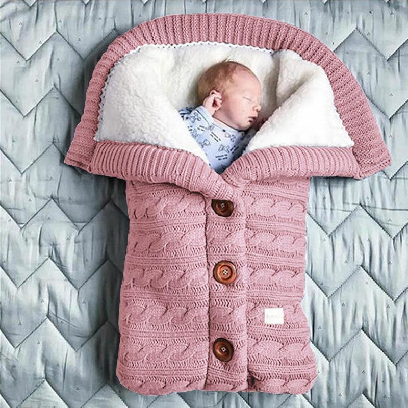Velvet-Lined Knitted Baby Stroller Sleep Sack