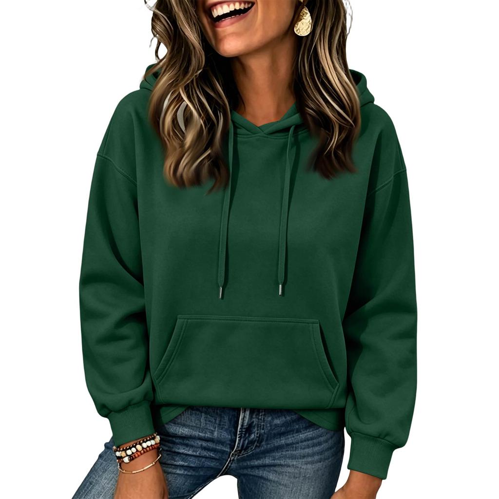 Felpa Casual da Donna Colore Spalle Cadenti Manica Lunga Pullover
