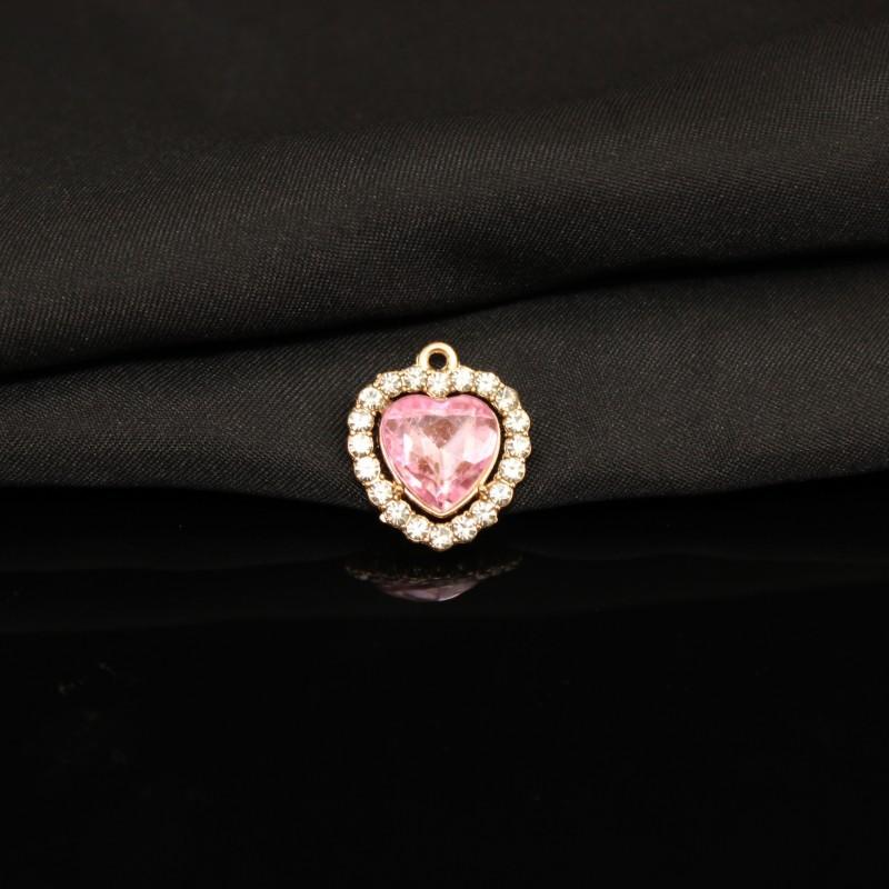 Alloy Diamond Belt Hanging Heart Pendant Color Transparent Necklace Bracelet Accessories Pendant Peach Heart Love Pendant