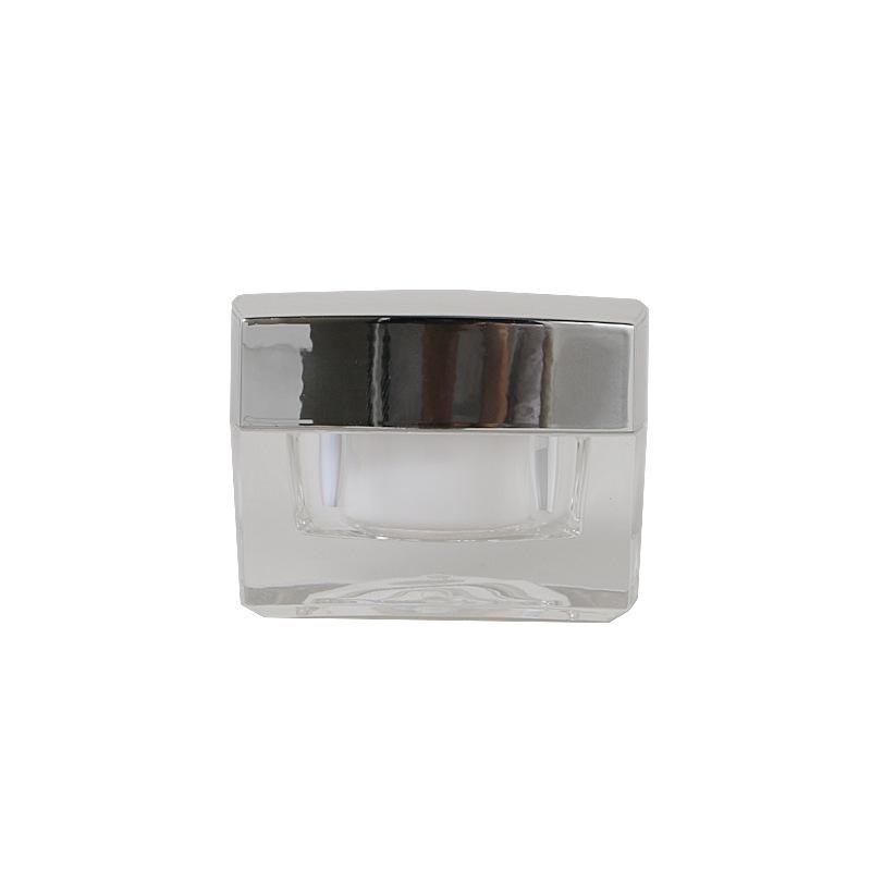 15g Acrylic Square Cream Jars with Silver Lid, Transparent Empty Face Cream Pots, Refillable Cosmetic Containers for DIY