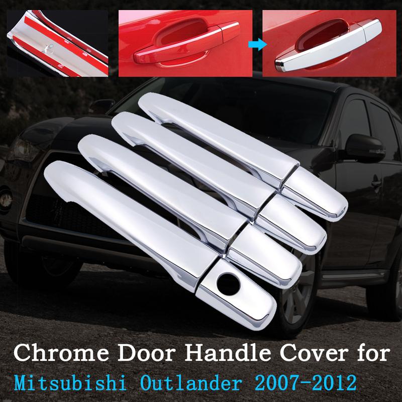 Chrome Car Door Handle Cover for Mitsubishi Outlander MK2 2007~2012 Trim Set Covers 2008 2009 2010 2011 Car Accessories Goods