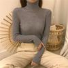 Femme Tricots Hauts Col Roulé Manches Longues Couleur Unie Pull Basique Tricot Coupe Slim Hauts Automne Hiver