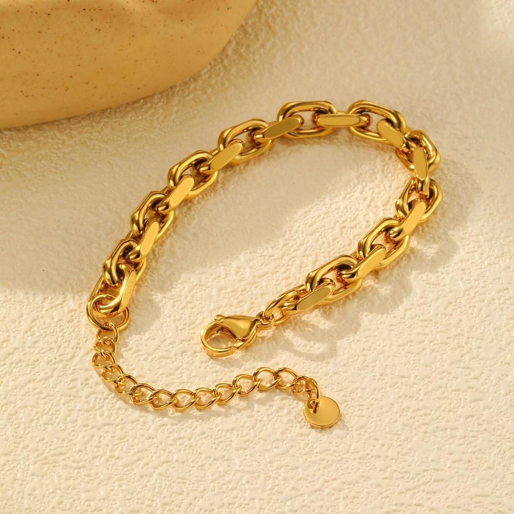 Rectangular Chain Link Chain Bracelet Wristband Jewelry Stainless Steel Hand Chain  Gifts